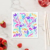 かわいい色とりどりの水彩画の花 スタンダードカクテルナプキン (インサイチュ)