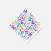かわいい色とりどりの水彩画の花 スタンダードカクテルナプキン (角)
