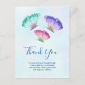 かわいい色とりどりの水彩蝶々ありがとうございます ポストカード (正面)