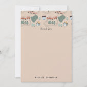 かわいい色とりどりの汽車が線路上を走る子供向けパターン サンキューカード (正面)