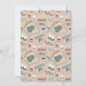 かわいい色とりどりの汽車が線路上を走る子供向けパターン サンキューカード (裏面)