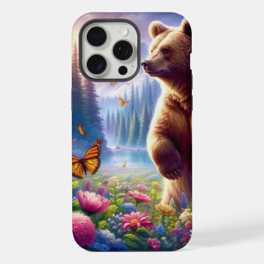 かわいい色とりどりの熊と蝶々 iPhoneケース (裏面)