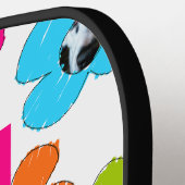 かわいい色とりどりの花 犬のママ フォト コラージュ 名前 ピックルボールラケット (左詳細)