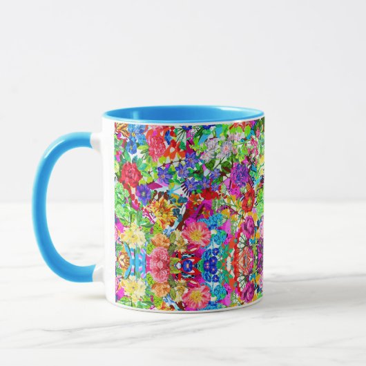 かわいい色とりどりの魔法の花 マグカップ (左)