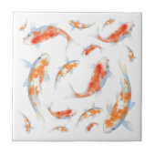 かわいい色のオレンジと白い日本の魚のコイ タイル (正面)