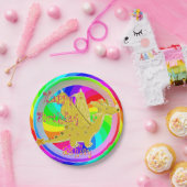 かわいい色のドラゴンのカスタマイズ可能な名前 ペーパープレート (パーティー)