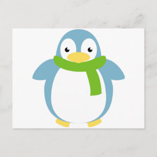 かわいい色のマフラーが巻かれたペンギン ポストカード