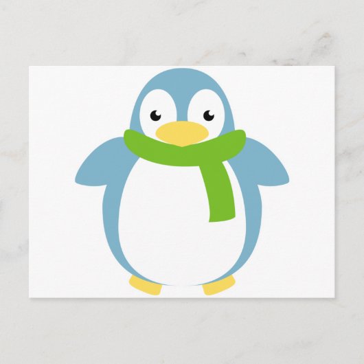 かわいい色のマフラーが巻かれたペンギン ポストカード (正面)