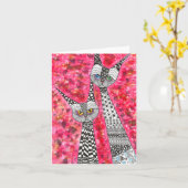 かわいい色の猫グリーティングカード カード (黄色い花)