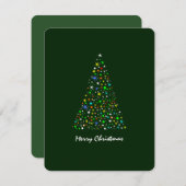 かわいい色の緑の明るい星クリスマス シーズンカード (正面/裏面)