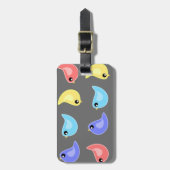 かわいい色の鳥のグレーの荷物タグ ラゲッジタグ (正面縦)
