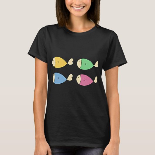 かわいい色使いの手描き魚セット Tシャツ (正面)
