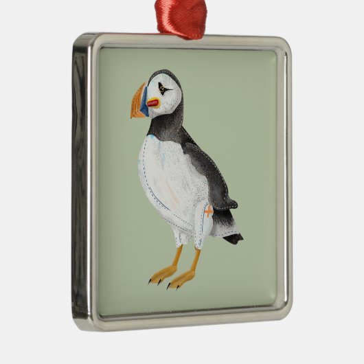 かわいい色彩の鮮やかパフィン メタルオーナメント (右)