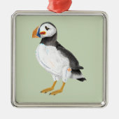 かわいい色彩の鮮やかパフィン メタルオーナメント (正面)
