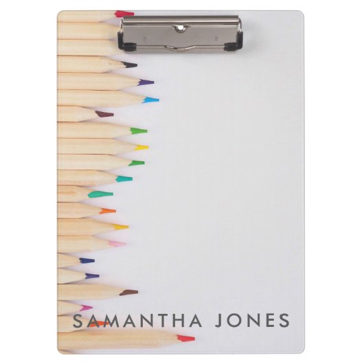 かわいい色鉛筆 学校に最適 クリップボード (正面)