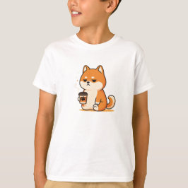 かわいい芝犬コーヒー愛好家デザイン- Tシャツ