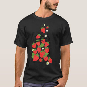 かわいい花いちご瓶苺フルーツ Tシャツ