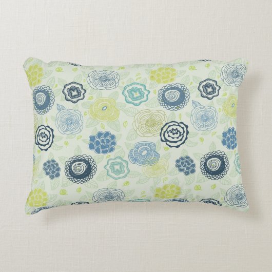 かわいい花が付いているスタイリッシュな花パターン アクセントクッション (正面)