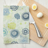 かわいい花が付いているスタイリッシュな花パターン キッチンタオル (四つ折り)