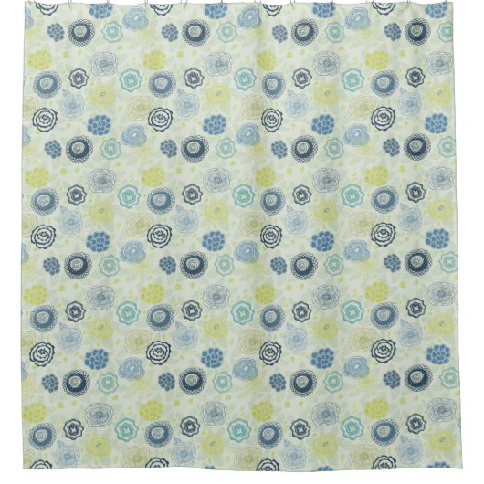 かわいい花が付いているスタイリッシュな花パターン シャワーカーテン (正面)