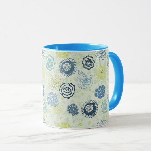 かわいい花が付いているスタイリッシュな花パターン マグカップ (正面右)