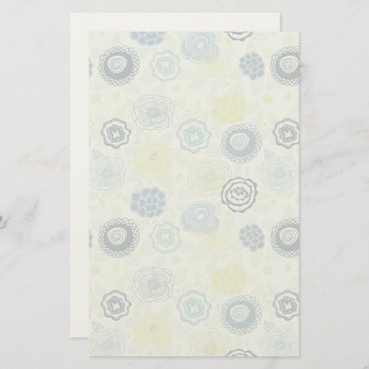 かわいい花が付いているスタイリッシュな花パターン 便箋 (正面/裏面)