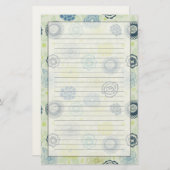 かわいい花が付いているスタイリッシュな花パターン 便箋 (正面/裏面)