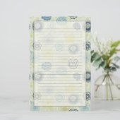 かわいい花が付いているスタイリッシュな花パターン 便箋 (スタンド正面)