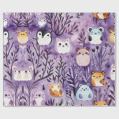 かわいい花が動物の木を収容ラッピング紙 ラッピングペーパー (フラット)