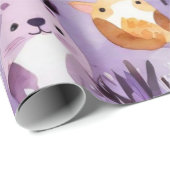 かわいい花が動物の木を収容ラッピング紙 ラッピングペーパー (ロールコーナー)