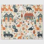 かわいい花が動物を収容ラッピング紙 ラッピングペーパー (フラット)