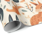 かわいい花が動物を収容ラッピング紙 ラッピングペーパー (ロールコーナー)