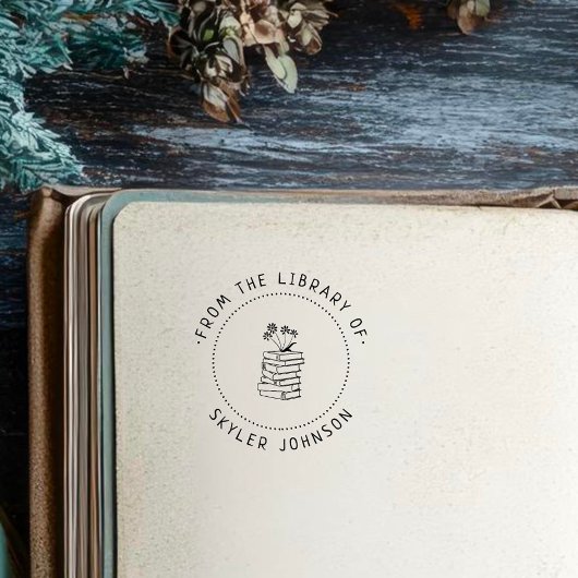 かわいい花が山積み図書室カスタム セルフインキングスタンプ