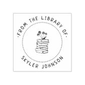 かわいい花が山積み図書室カスタム ラバースタンプ (インプリント)