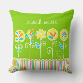 かわいい花とストライプベビー クッション