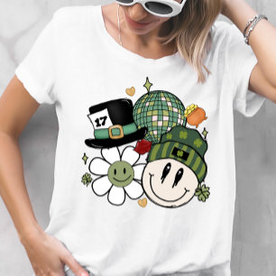 かわいい花とスマイリーセントパトリックの日Tシャツ Tシャツ