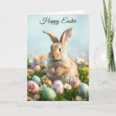 かわいい花とバニーイースターのパーティーの間 カード (正面)