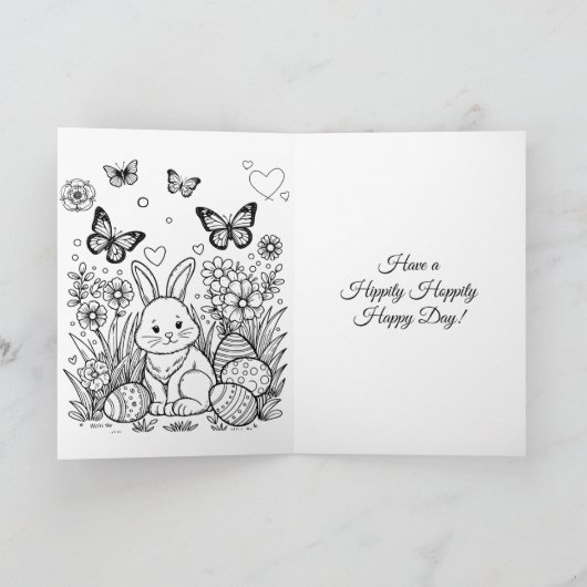 かわいい花とバニーイースターのパーティーの間 カード (内部)