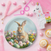 かわいい花とバニーイースターパーティー ペーパープレート (パーティー)
