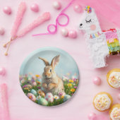 かわいい花とバニーイースターパーティー ペーパープレート (パーティー)