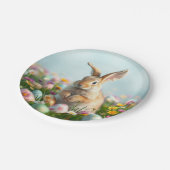 かわいい花とバニーイースターパーティー ペーパープレート (アングル)