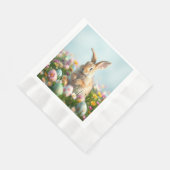 かわいい花とバニーイースターパーティー 縁ありランチョンナプキン (角)