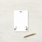 かわいい花と名前をカスタムする、シンプルパーソナライズされた ポストイット (デスク上)