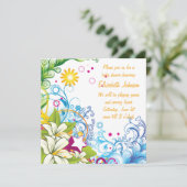 かわいい花と星の赤男女兼用ちゃんシャワー 招待状 (スタンド正面)