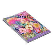 かわいい花と虹ブライトウォーターカラーアート ノートブック (右側)