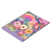 かわいい花と虹ブライトウォーターカラーアート ノートブック (左側)