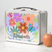 かわいい花と蝶のカスタム メタルランチボックス (インサイチュ)