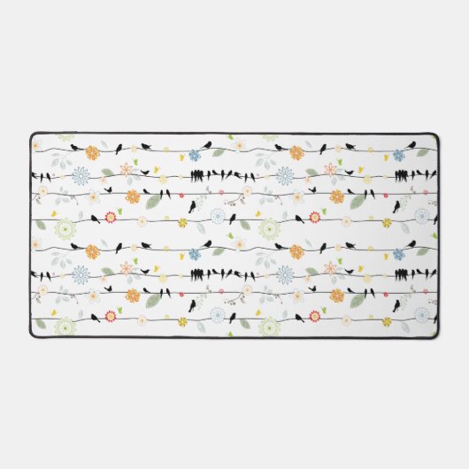 かわいい花と鳥の針金|過去記事 デスクマット (正面)