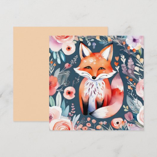 かわいい花のきつね 招待状 (正面/裏面)