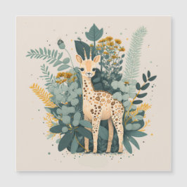 かわいい花のきりんの紙皿 マグネット招待状